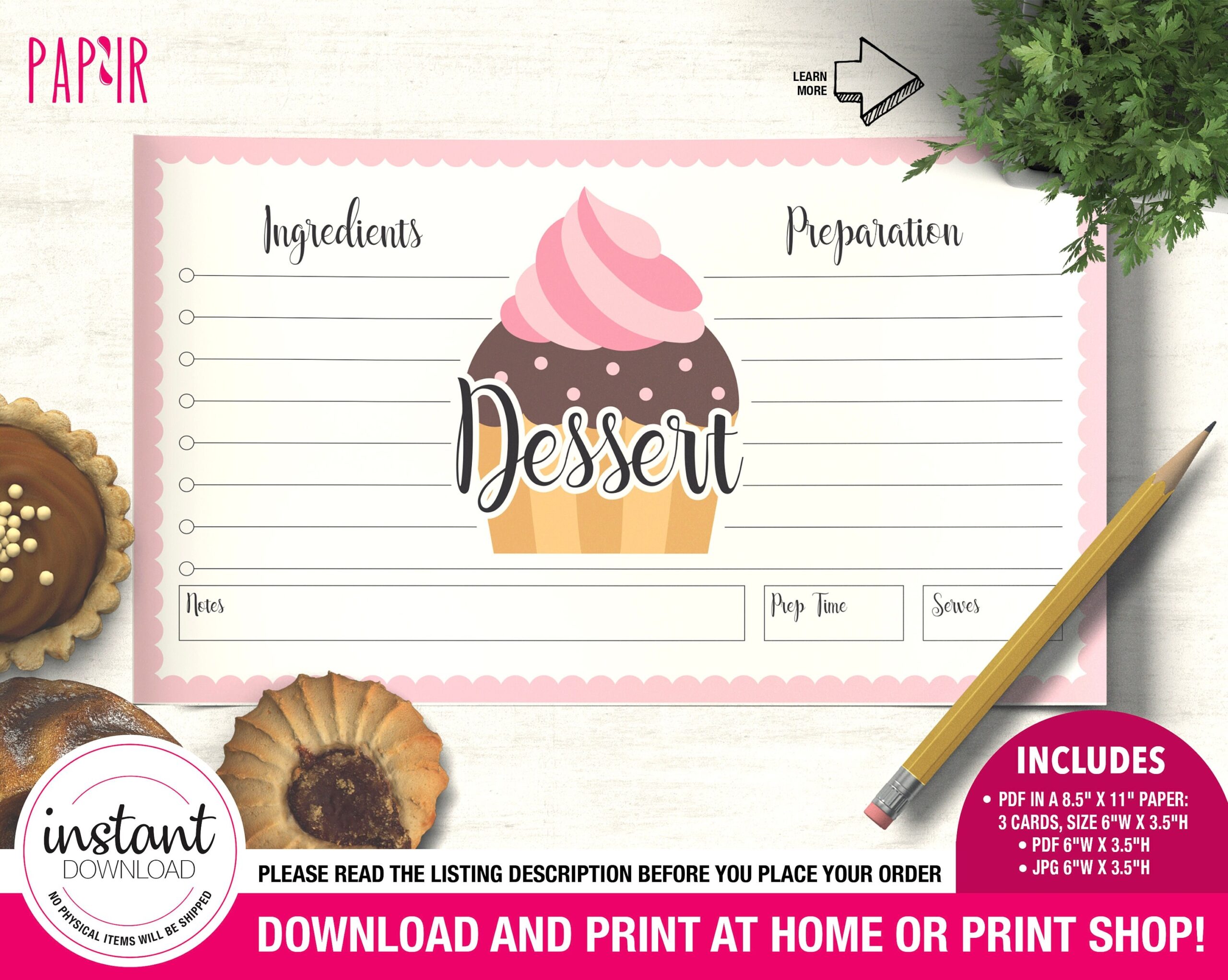 PRINTABLE Dessert Recipe Card Template Recipe Cards Blank Recipe Card Recipe Card Recipe Card 6 X 3 5 Etsy PRINTABLE Dessert Recipe Card Template Recipe Cards Blank Recipe Card Recipe Card Recipe Card 6 X 3 5 Etsy