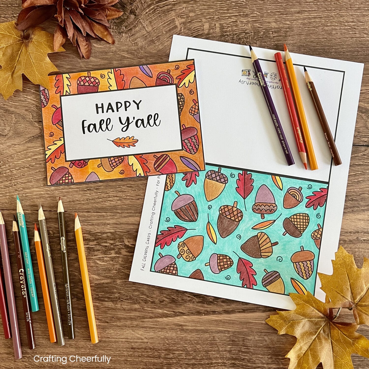 Printable Fall Coloring Cards Crafting Cheerfully