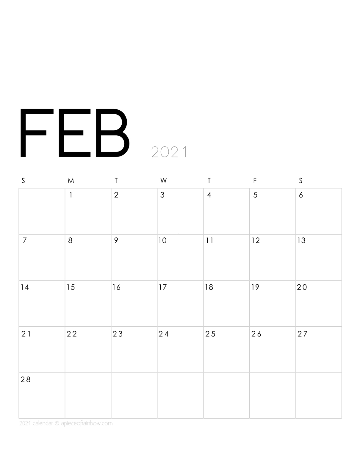Printable February 2021 Calendar Monthly Planner 2 Designs 