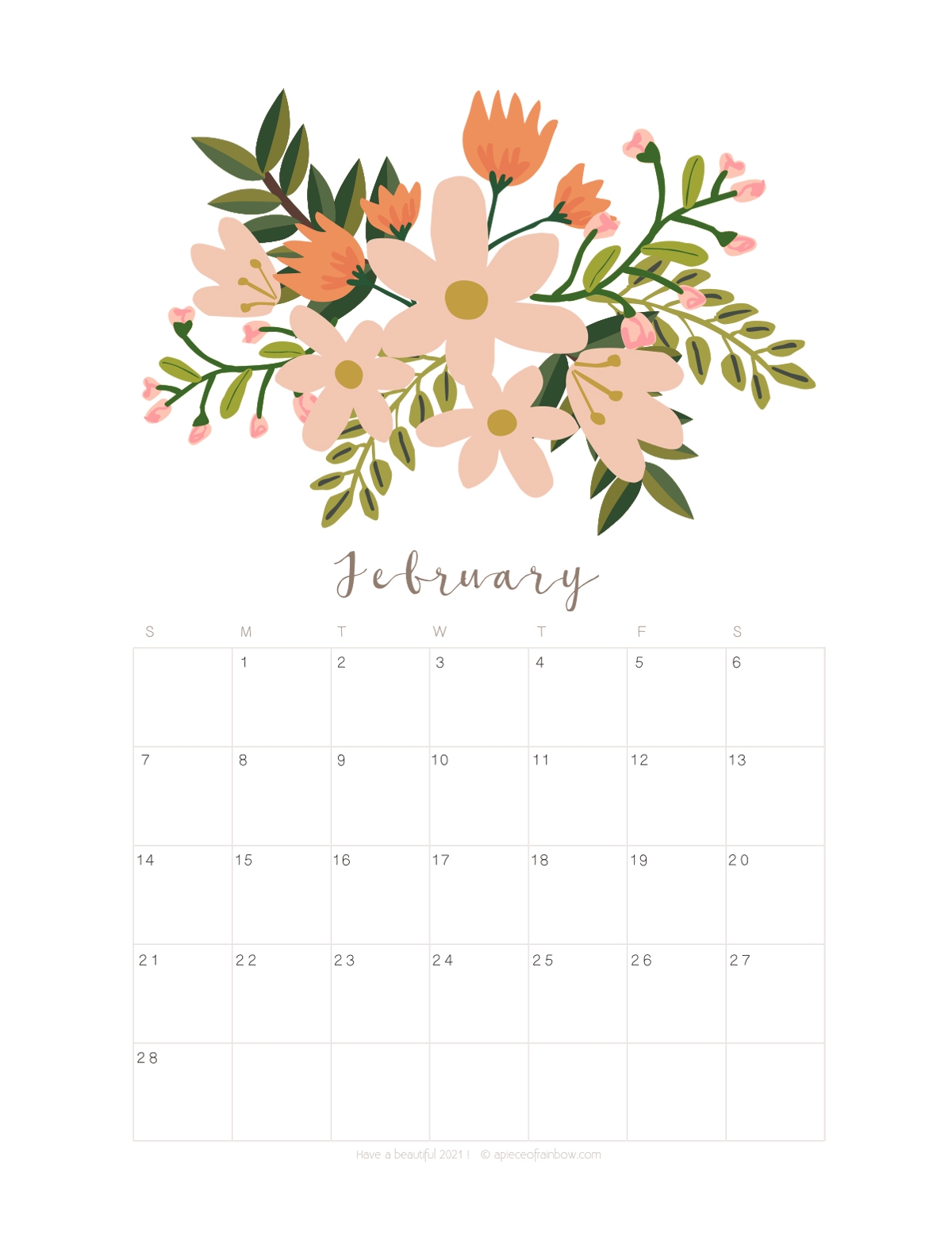 Printable February 2021 Calendar Monthly Planner 2 Designs 