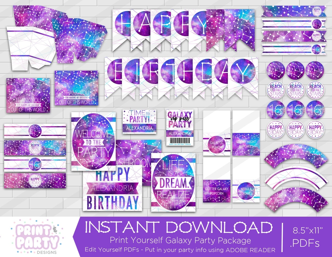 Printable Galaxy Birthday Party Decorations Teen Galaxy Birthday Party Galaxy Party Printables Instant Download Adobe Reader Printable Galaxy Birthday Party Decorations Teen Galaxy Birthday Party Galaxy Party Printables Instant Download Adobe Reader