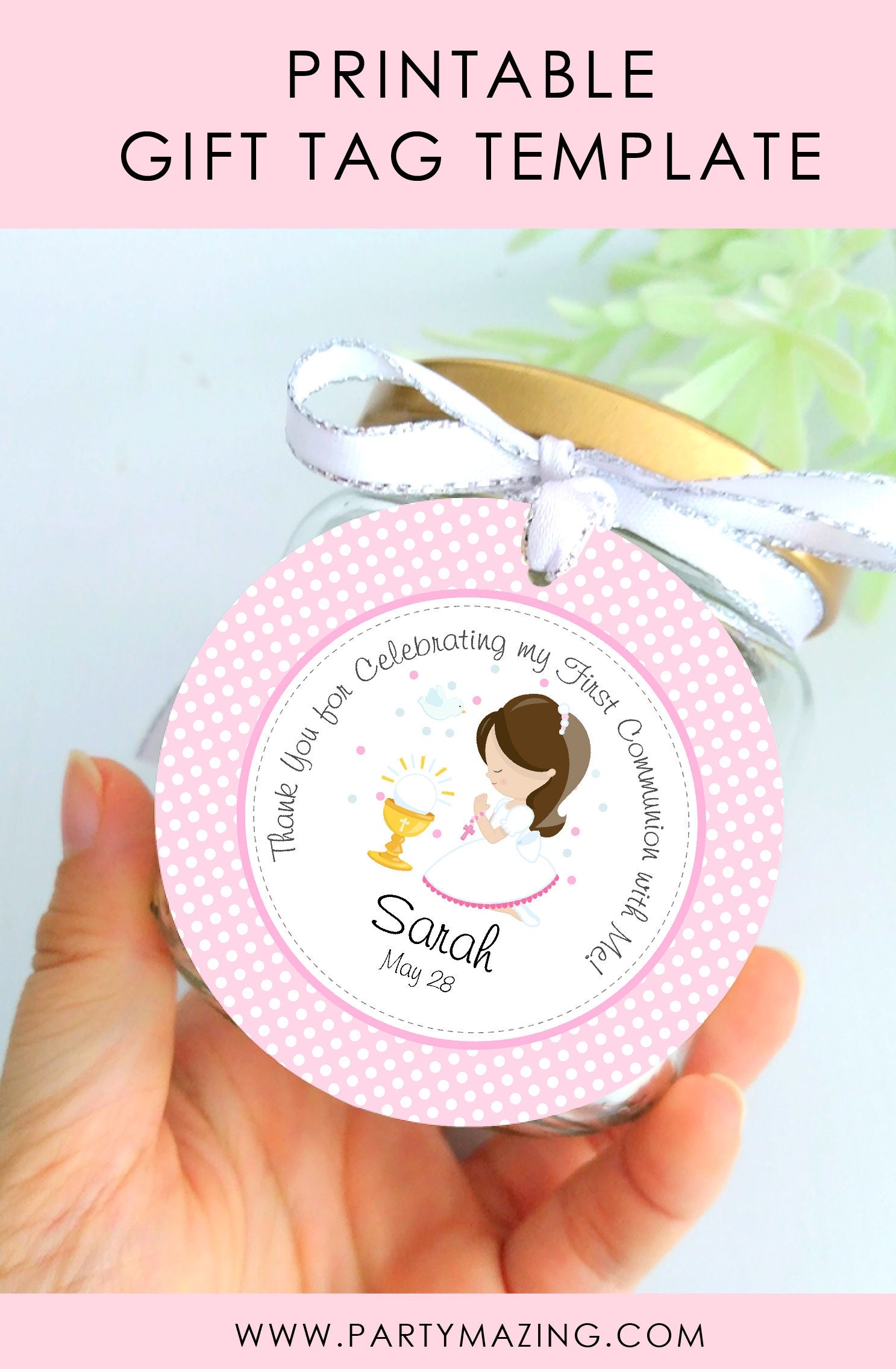 Printable Girl Thank You First Communion Tags PK06 E125 Printable Girl Thank You First Communion Tags PK06 E125