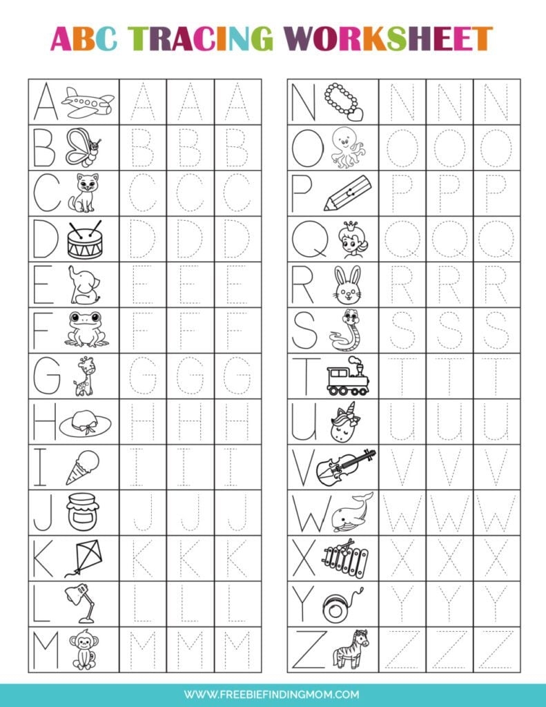 free printable traceable abc worksheets