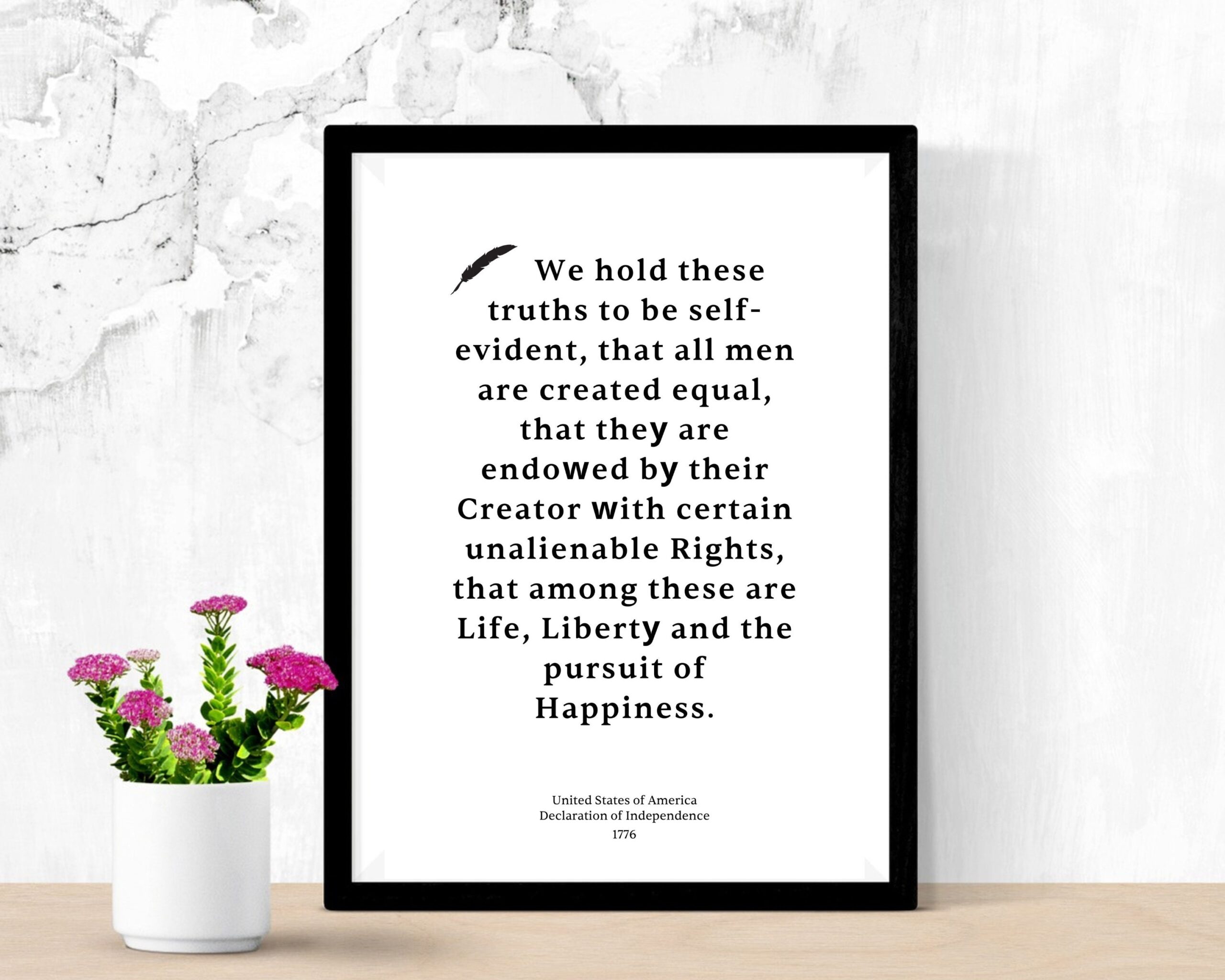 Printable Quote All Men Are Created Equal Inspirational Digital Wall Art Declaration Of Independence High Quality JPG