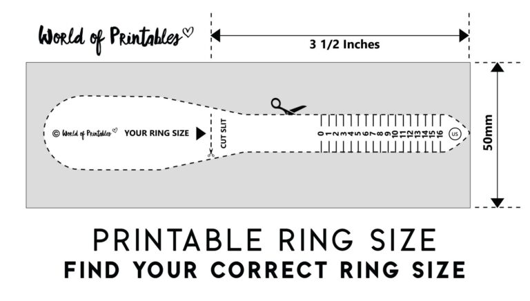Printable Ring Size Chart Find Your Ring Size Easy World Of