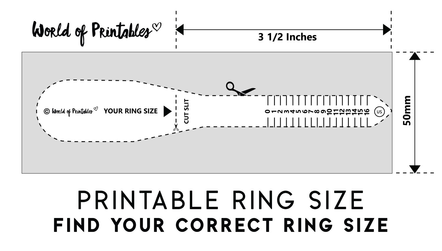 Printable Ring Size Chart Find Your Ring Size Easy World Of  Printable Ring Size Chart Find Your Ring Size Easy World Of