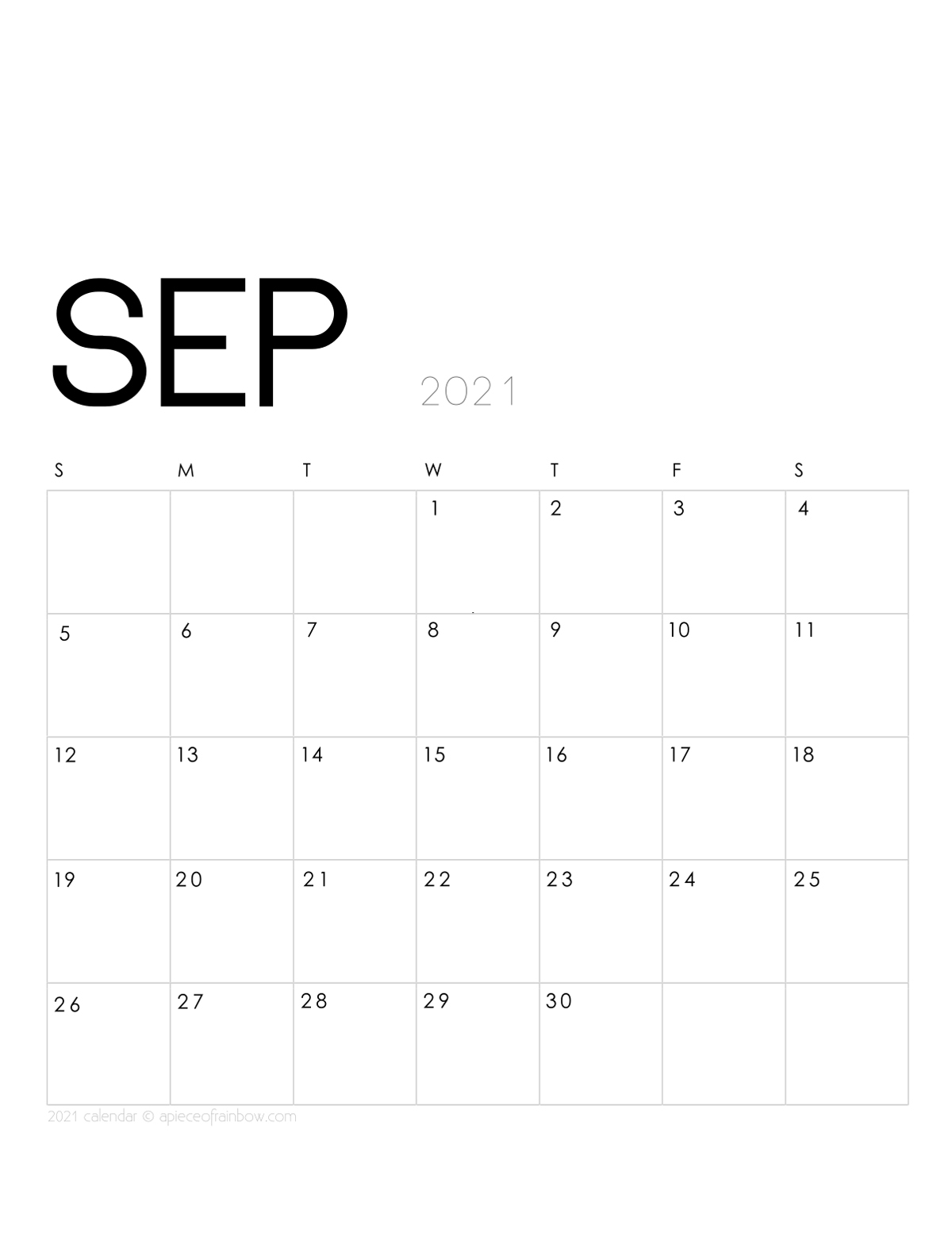 Printable September 2021 Calendar Monthly Planner 2 Designs 
