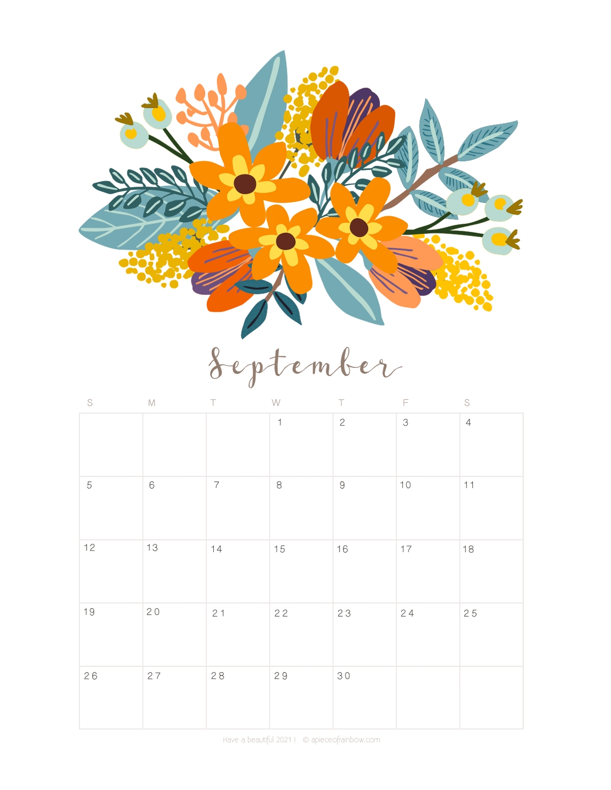 Printable September 2021 Calendar Monthly Planner 2 Designs 