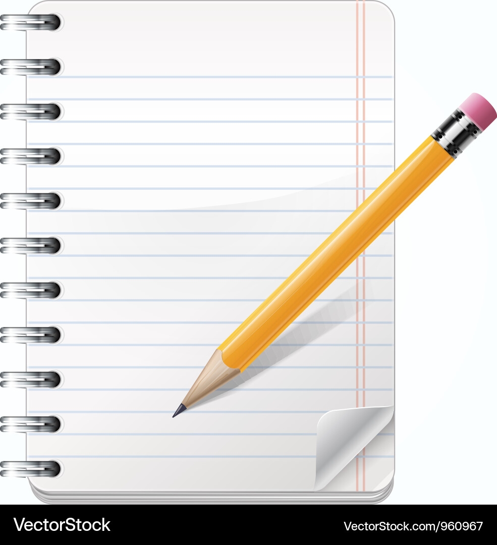 Realistic Notepad With Pencil Royalty Free Vector Image