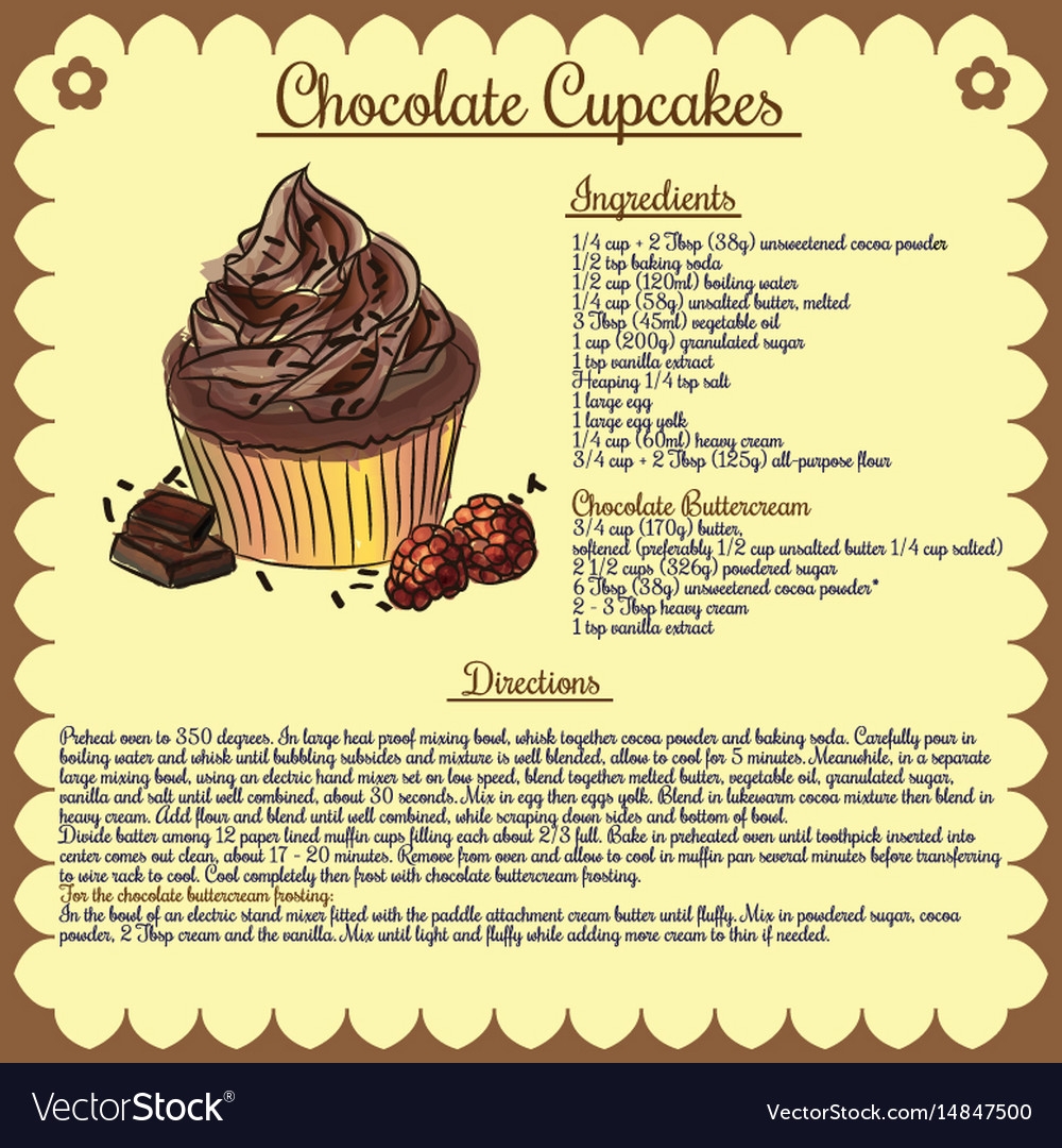 Recipe Chocolate Cupcake Royalty Free Vector Image Recipe Chocolate Cupcake Royalty Free Vector Image
