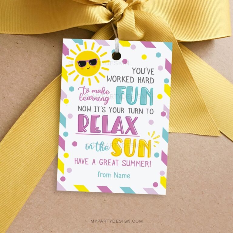 Relax In The Sun Gift Tag Printable My Party Design