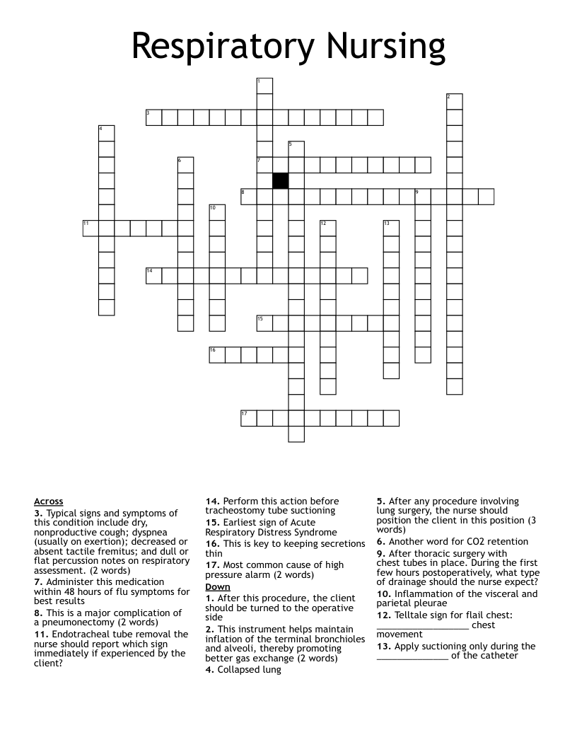 Respiratory Nursing Crossword WordMint