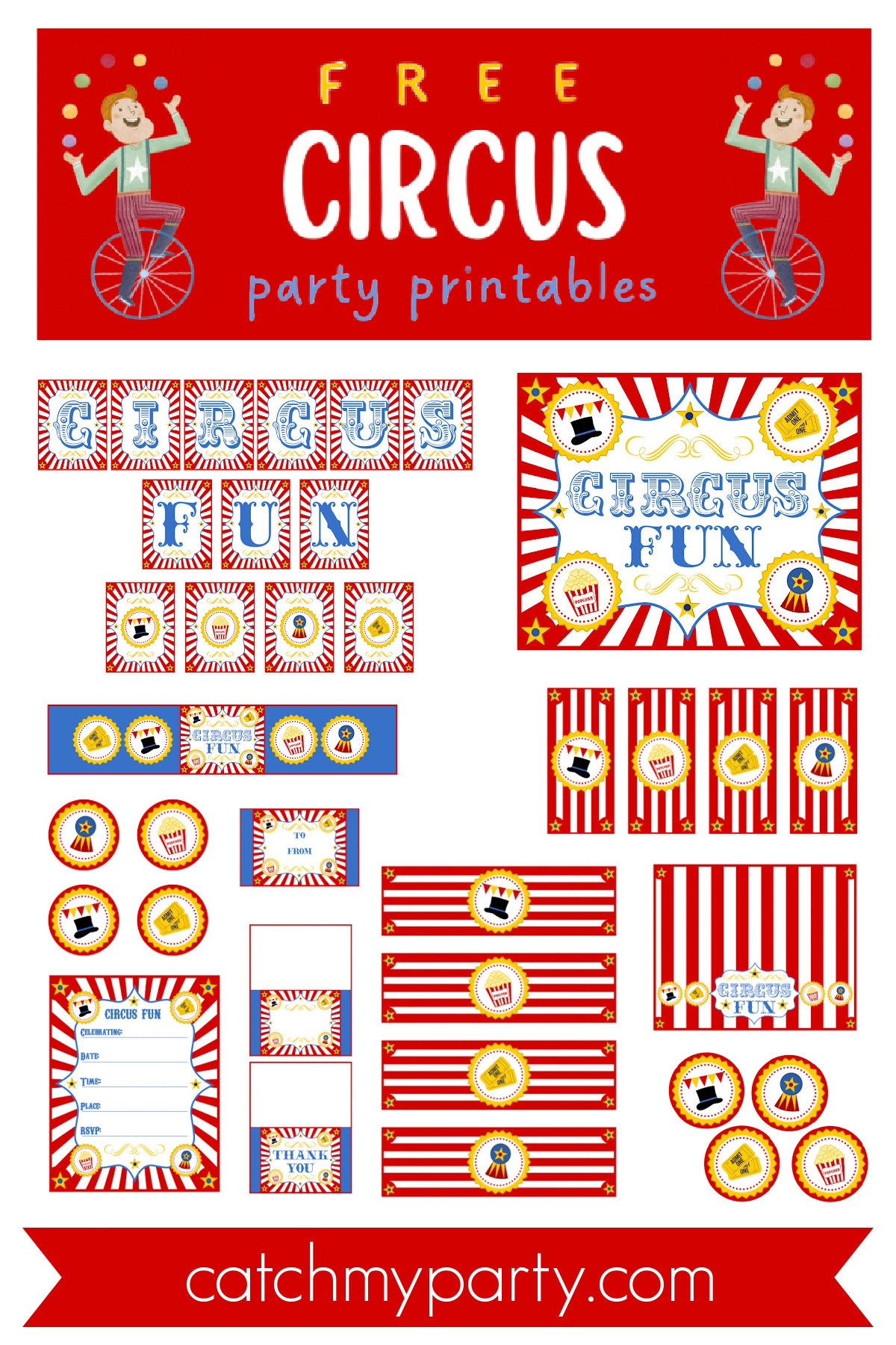 Retro Circus Party Printables FREE Download Catch My Party Retro Circus Party Printables FREE Download Catch My Party