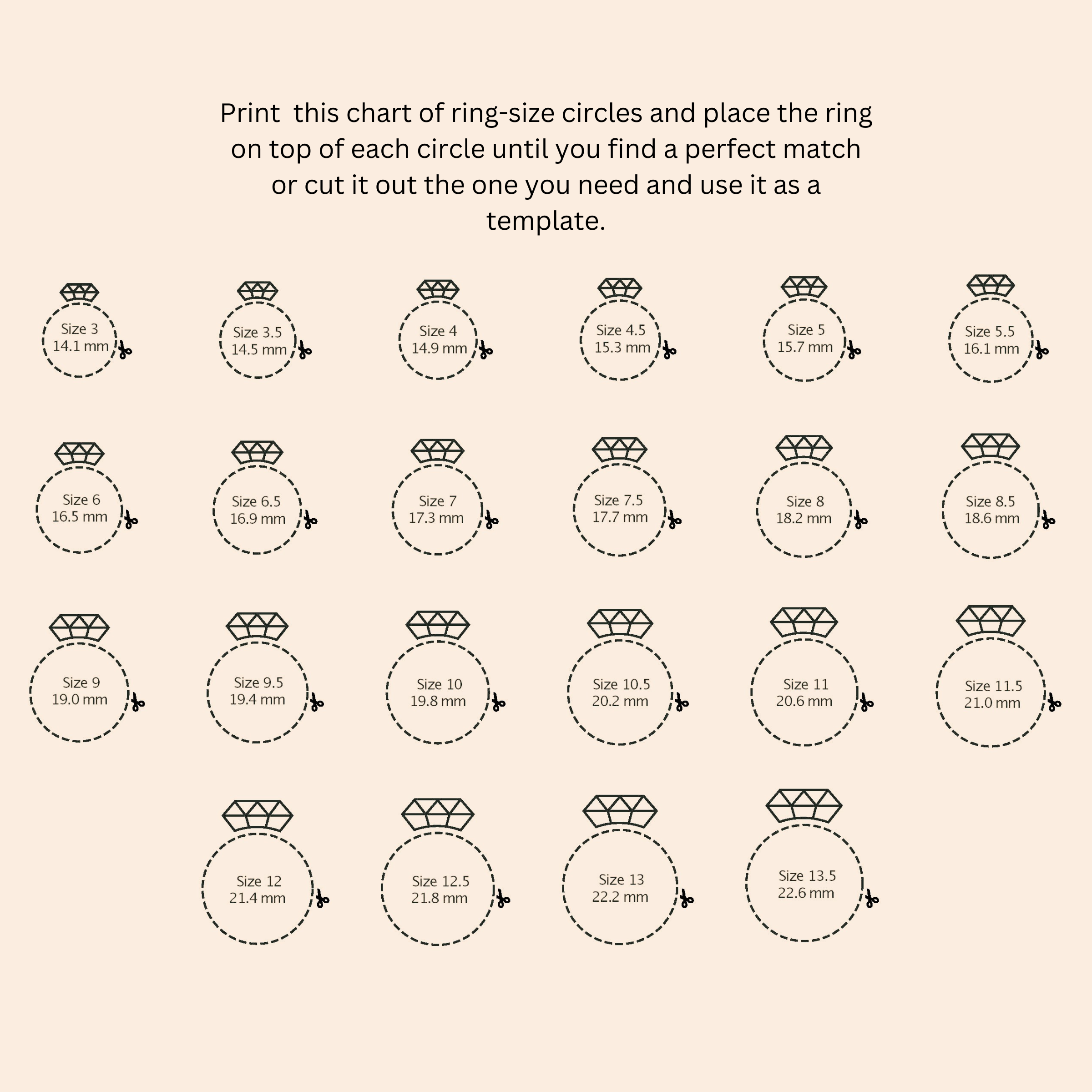 Ring Sizing Chart Printable Ring Sizer Ring Size Finder Ring Size Measurin