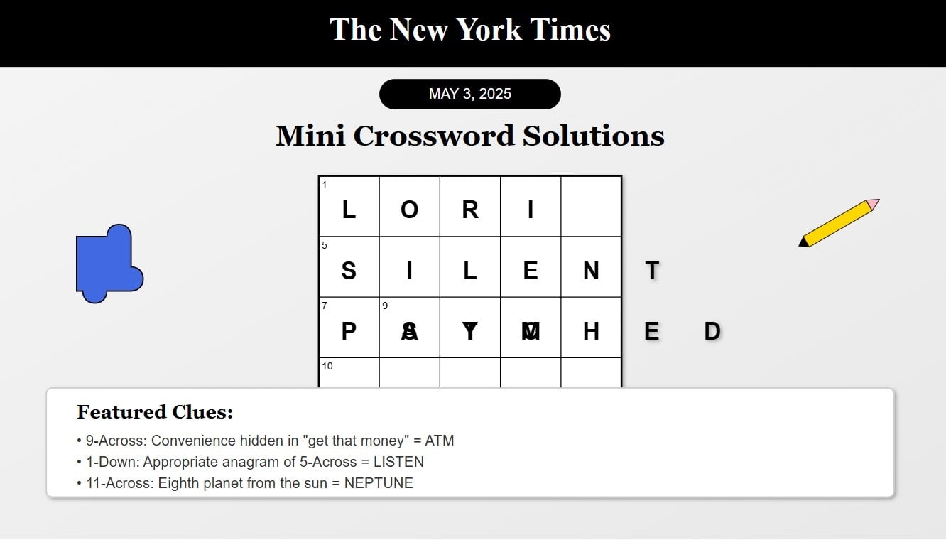 mini crossword nyt answers