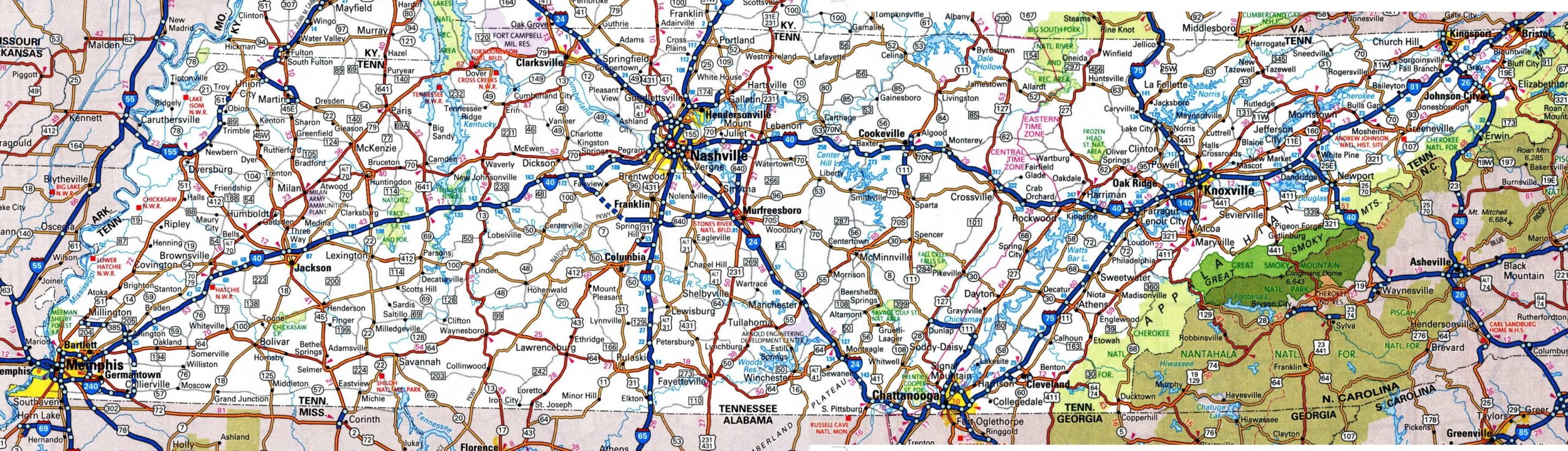free printable maps us map  tennessee general reference