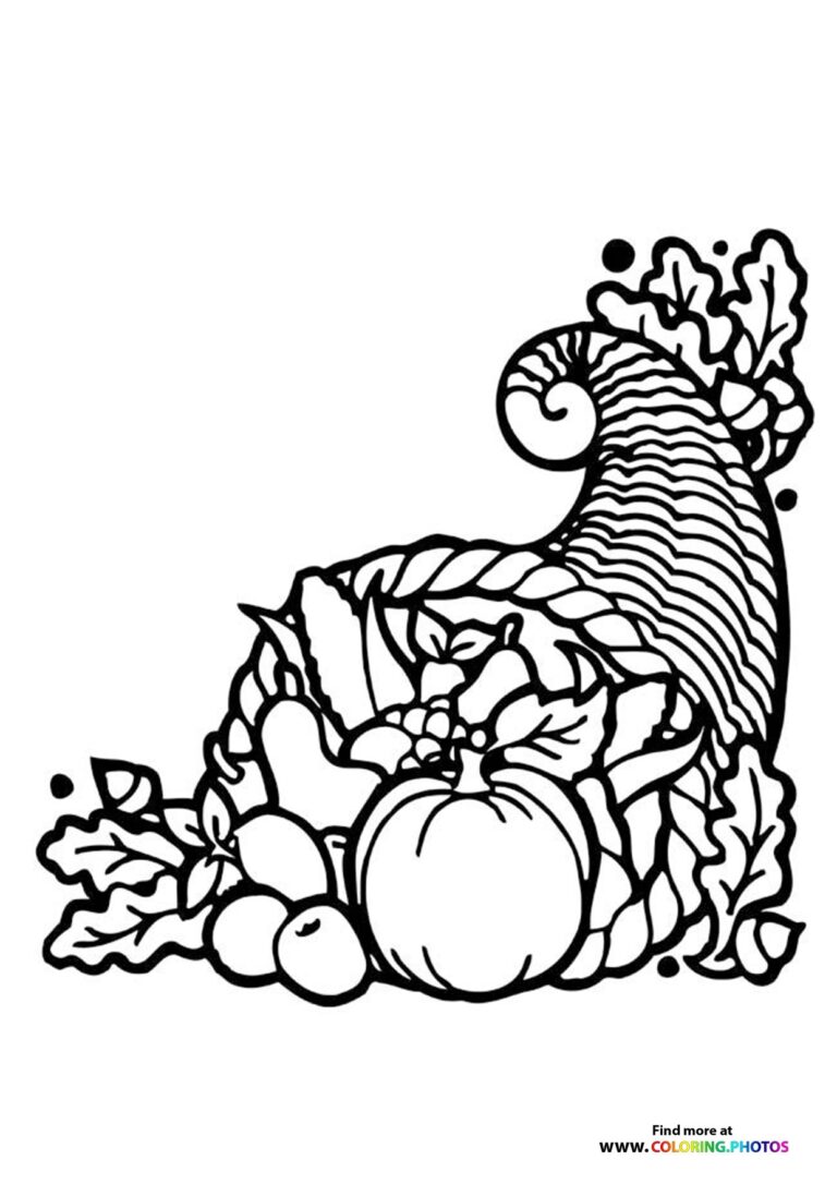 Thanksgiving Cornucopia Coloring Pages For Kids