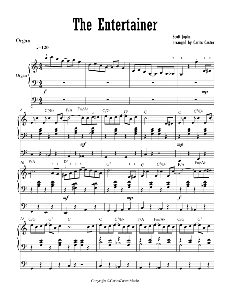 THE ENTERTAINER Easy ORGAN VERSION THE ENTERTAINER Easy ORGAN VERSION