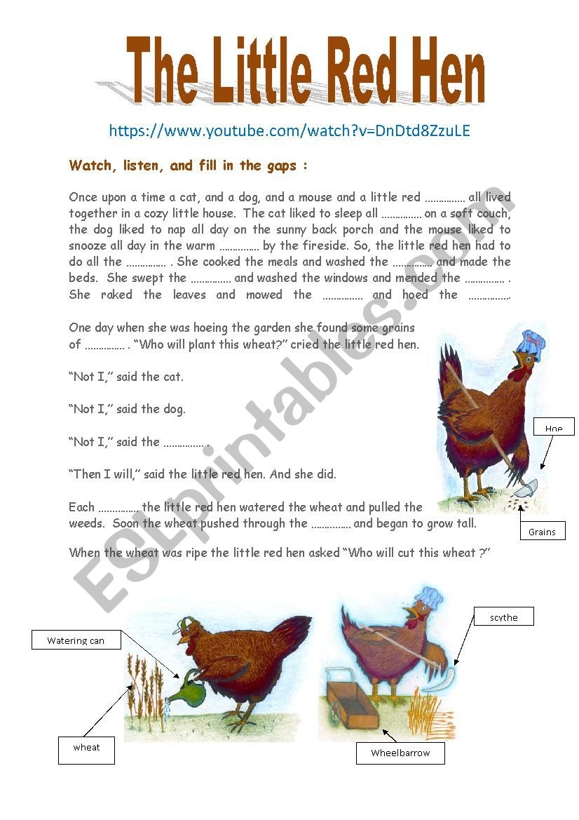 little red hen story pdf printable