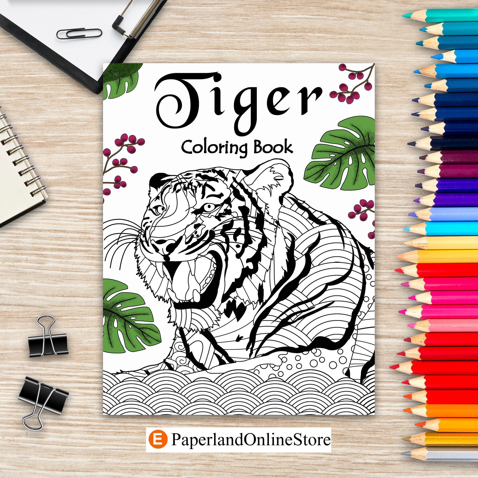Tiger Coloring Book Coloring Books For Adults Gifts For Tiger Lovers Floral Mandala Coloring Page Book 