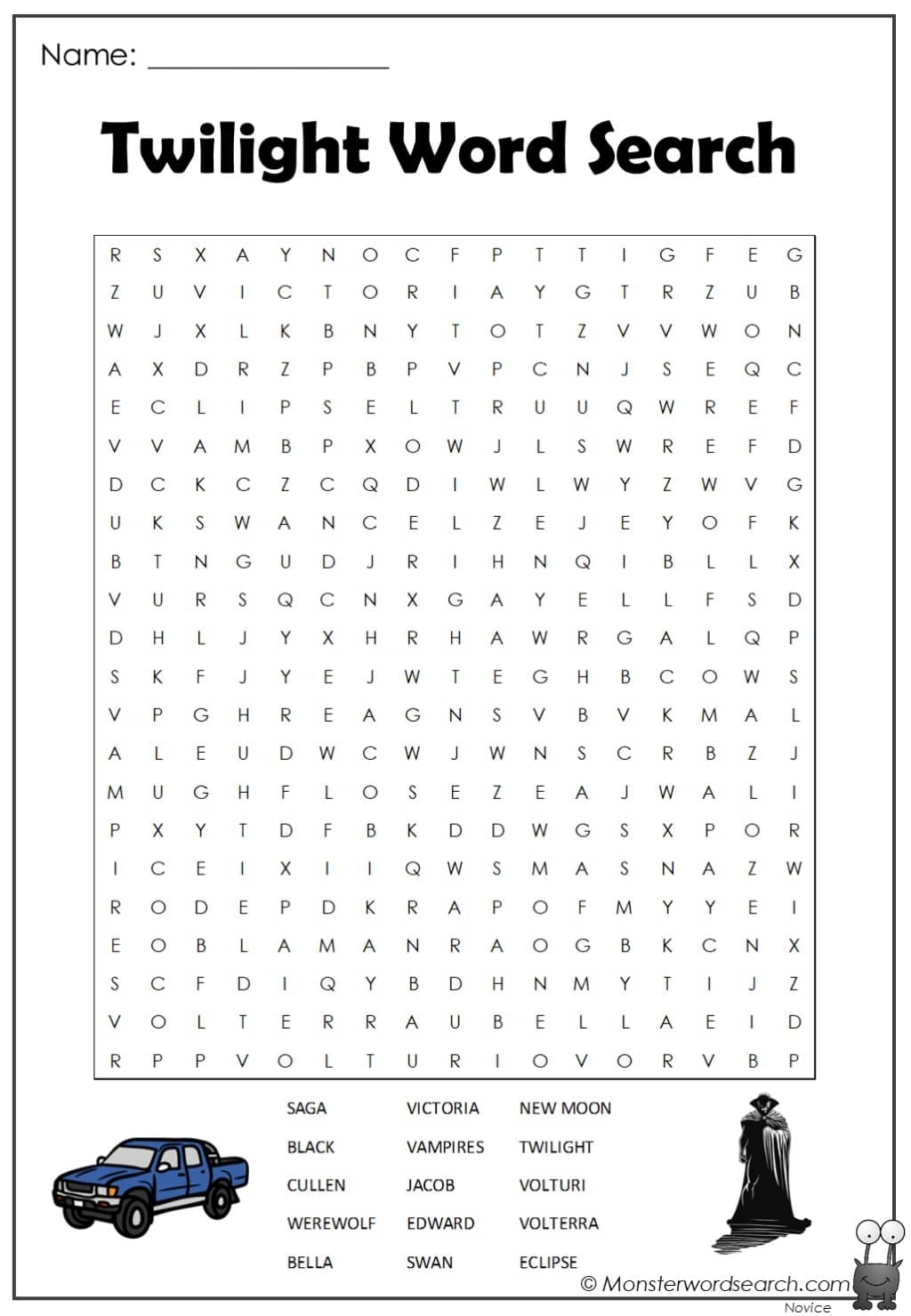 Twilight Word Search Monster Word Search Twilight Word Search Monster Word Search