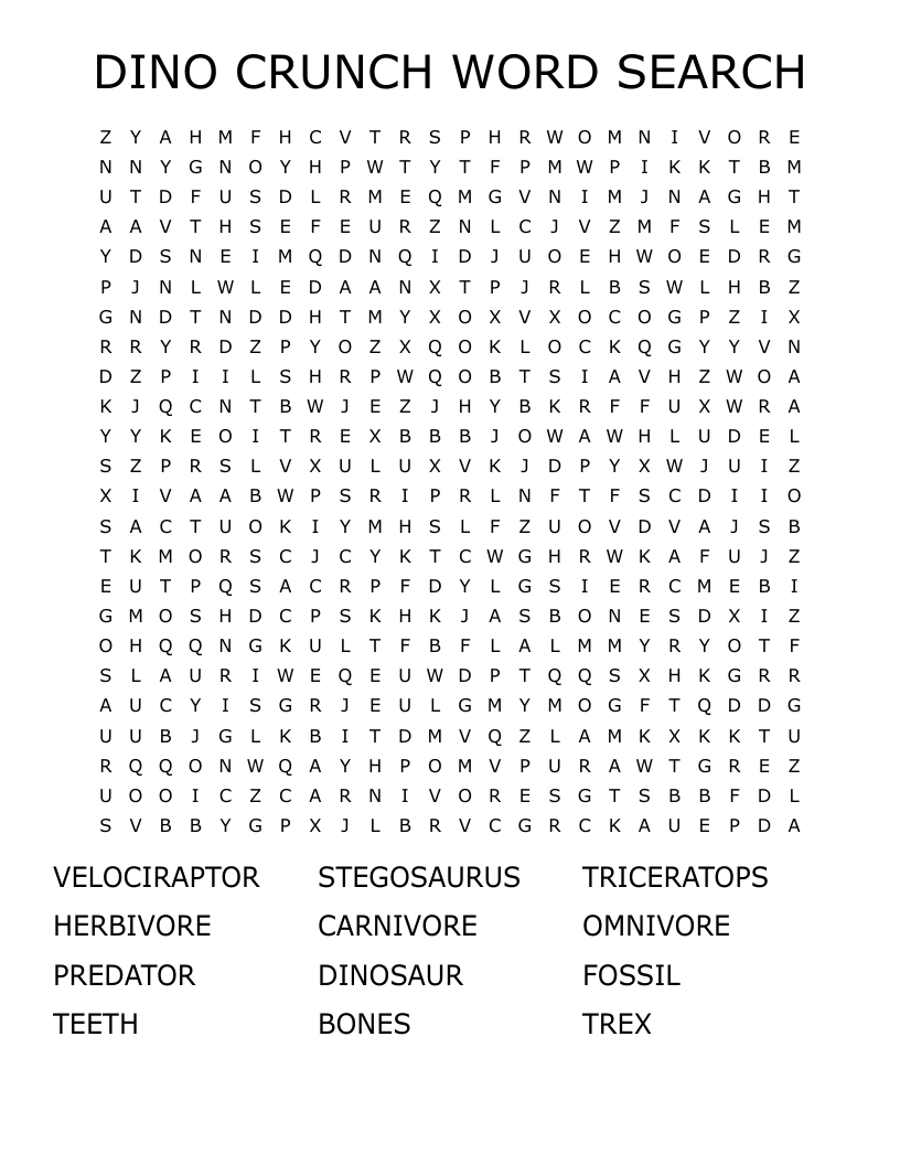 TYRRANOSAURUS REX WORD SEARCH WordMint