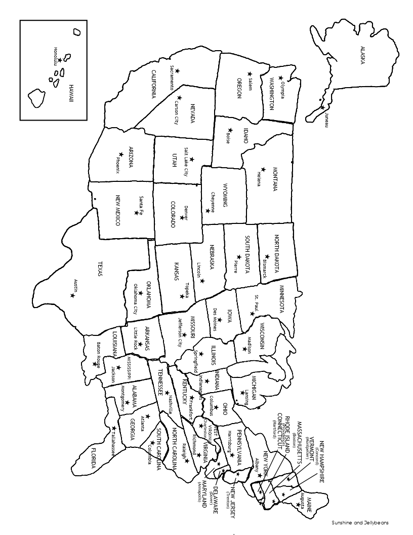 U S States U0026 Capitals Labeled And Blank Maps For Study U0026 Practice Made By Teachers