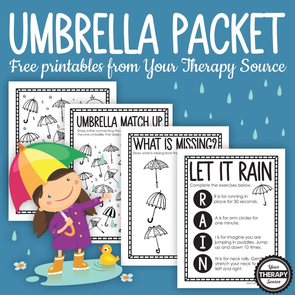 Umbrella Coloring Page Packet FREE Your Therapy Source