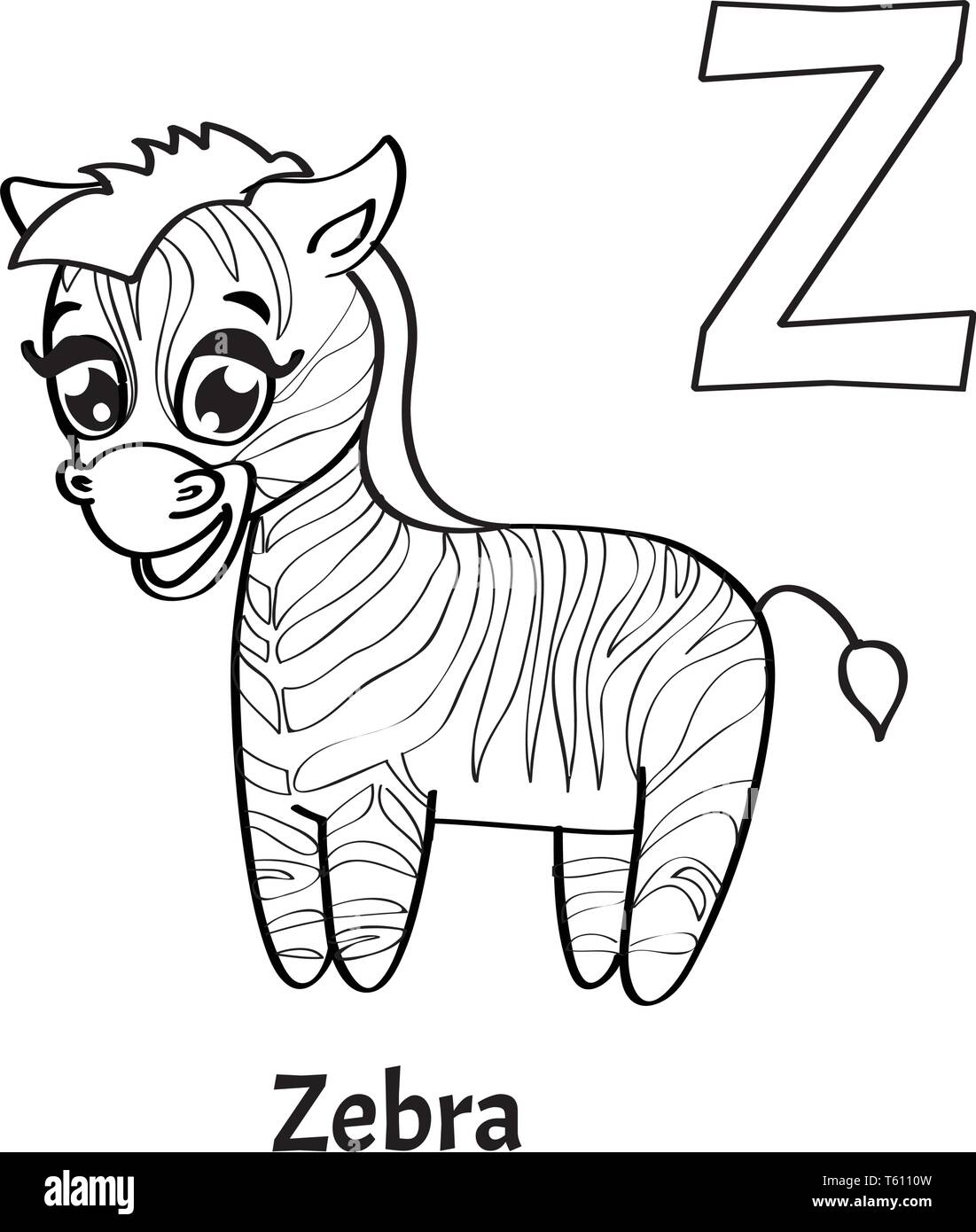 Vector Alphabet Letter Z Coloring Page Zebra Stock Vector Image U0026 Art Alamy