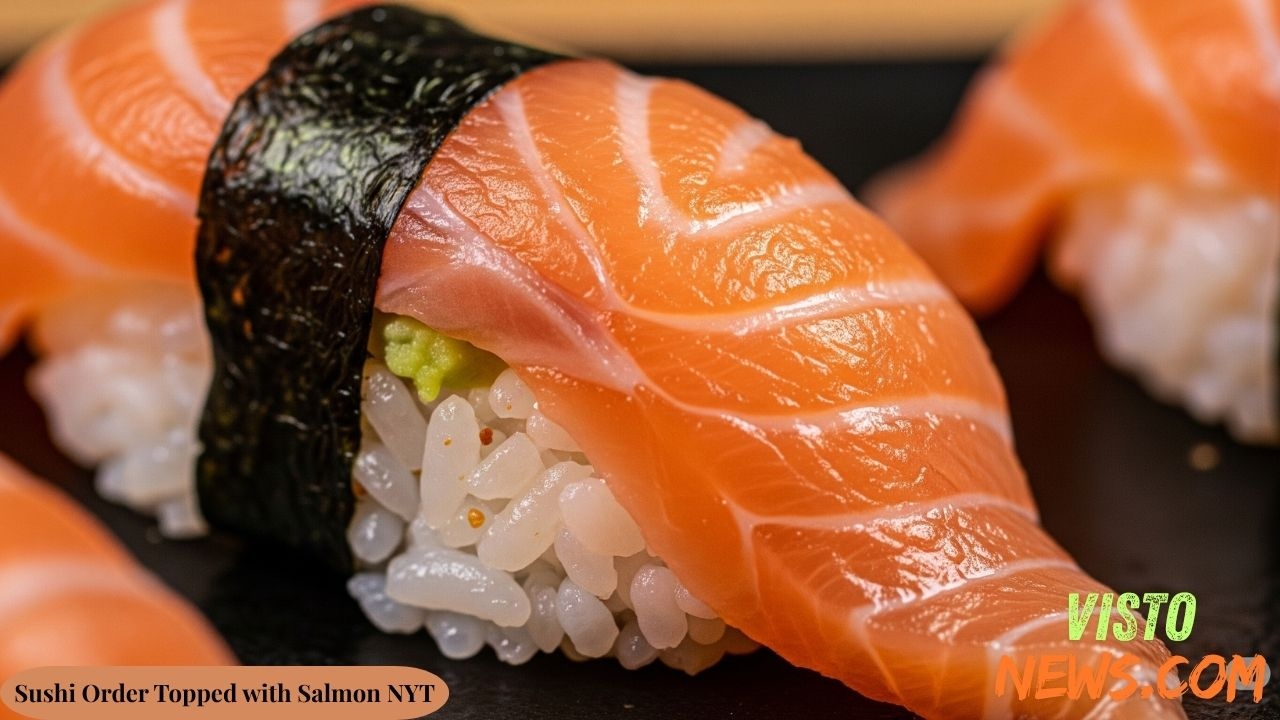 sushi order topped with salmon nyt crossword