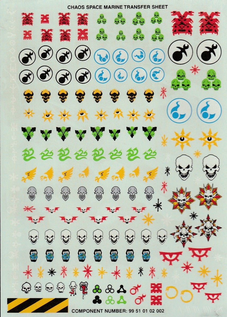 Warhammer 40K Transfer Sheets Decals YOU CHOOSE Games Workshop