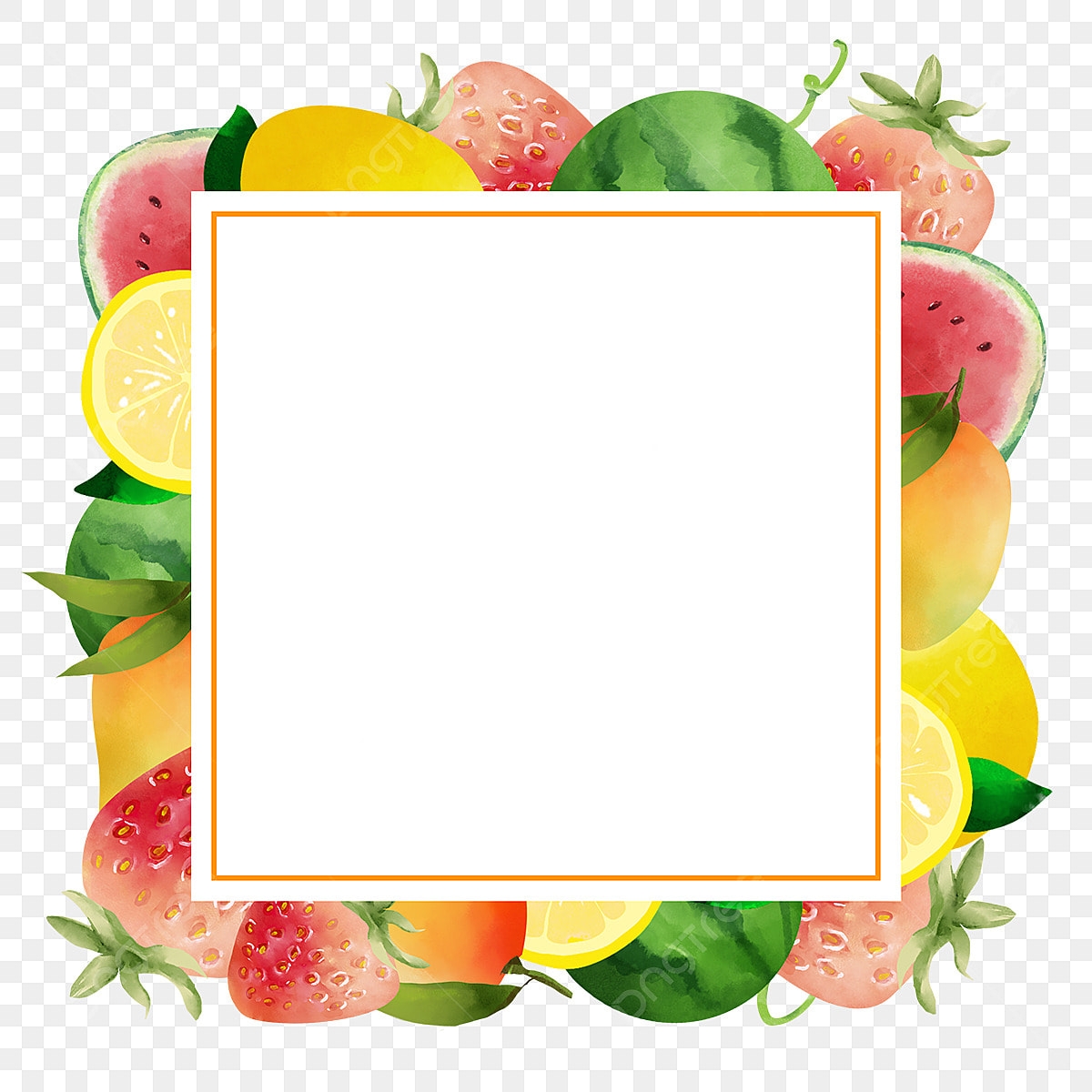 Water Color Border PNG Picture Square Fruit Water Color Border 