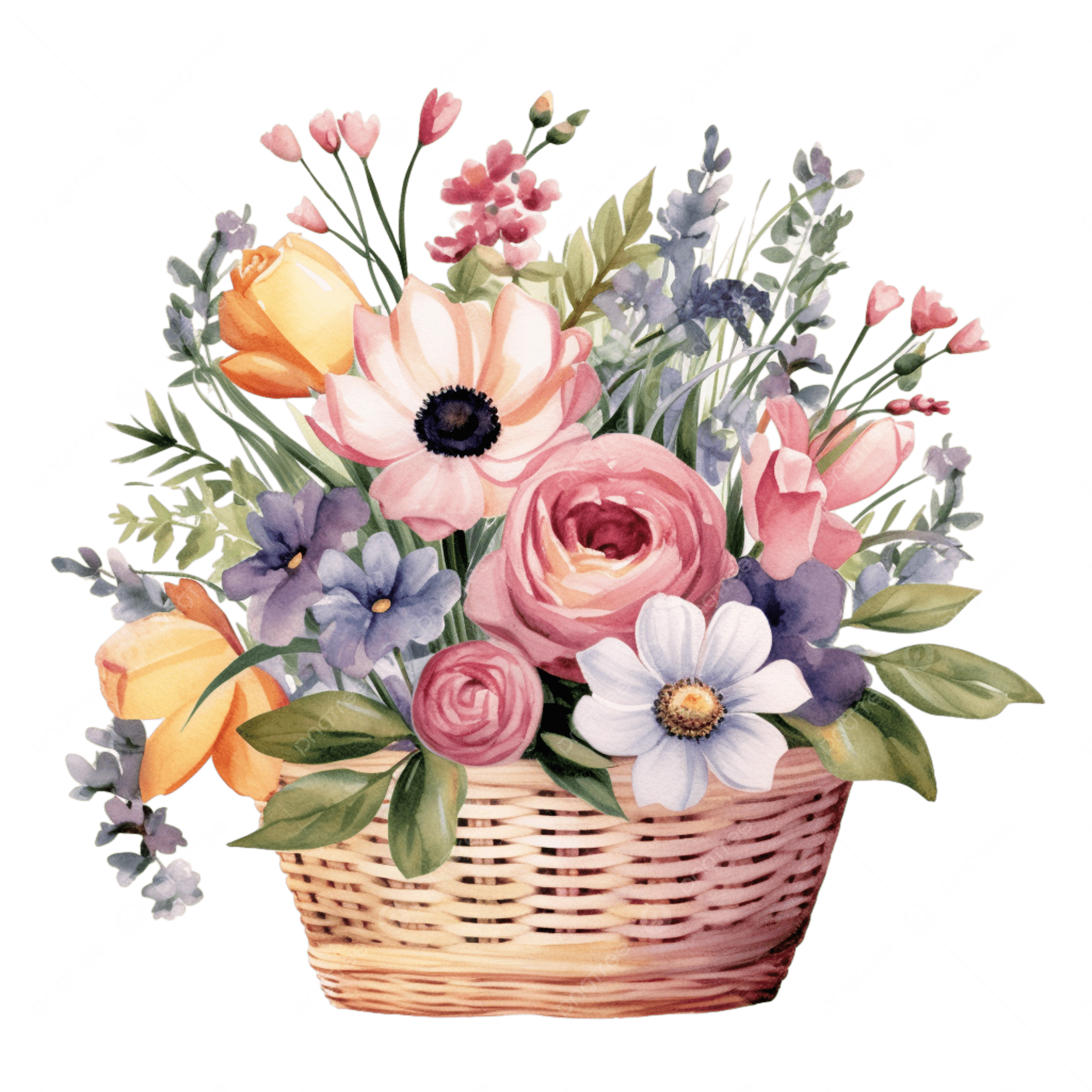 free printable flower flower basket