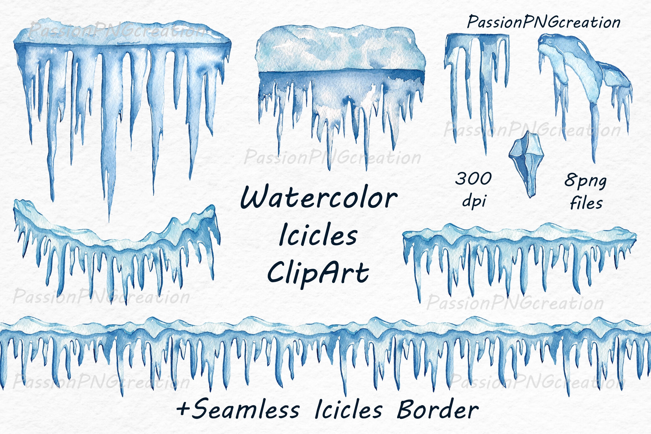 Watercolor Icicles Clipart By PassionPNGcreation TheHungryJPEG