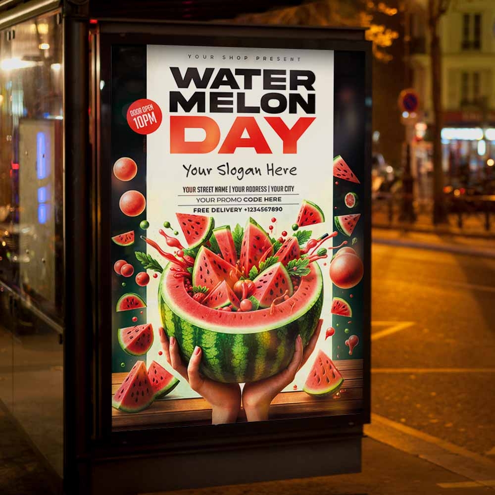 Watermelon Day 2025 Card Printable PSD Template PSDmarket Watermelon Day 2025 Card Printable PSD Template PSDmarket