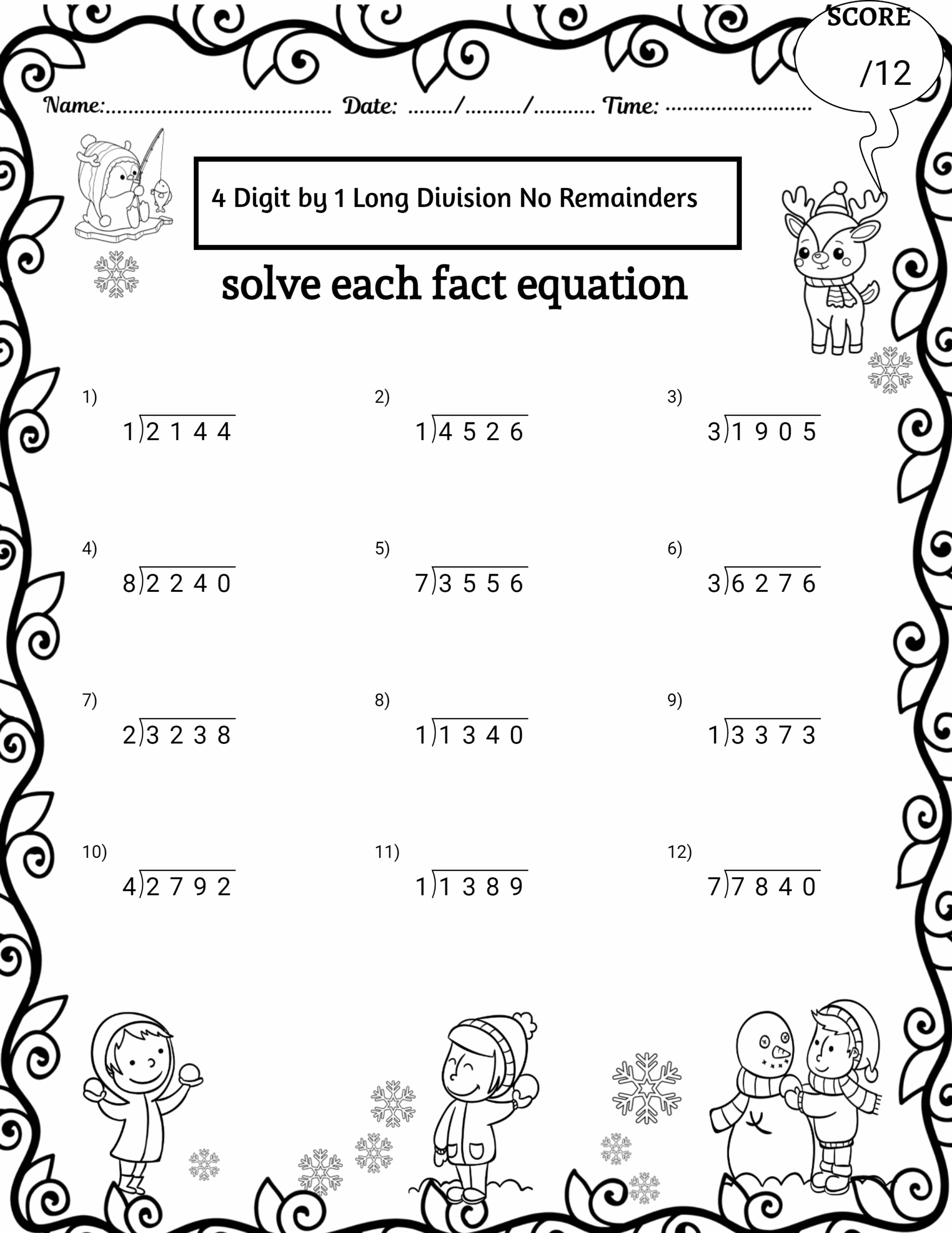 printable long division worksheets