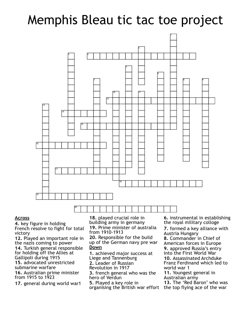 World War 1 Word Search WordMint