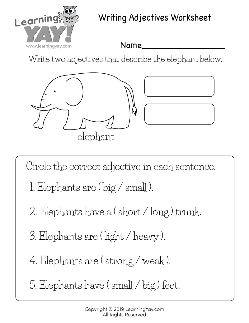 Writing Adjectives Worksheet For 1st Grade Free Printable  Writing Adjectives Worksheet For 1st Grade Free Printable