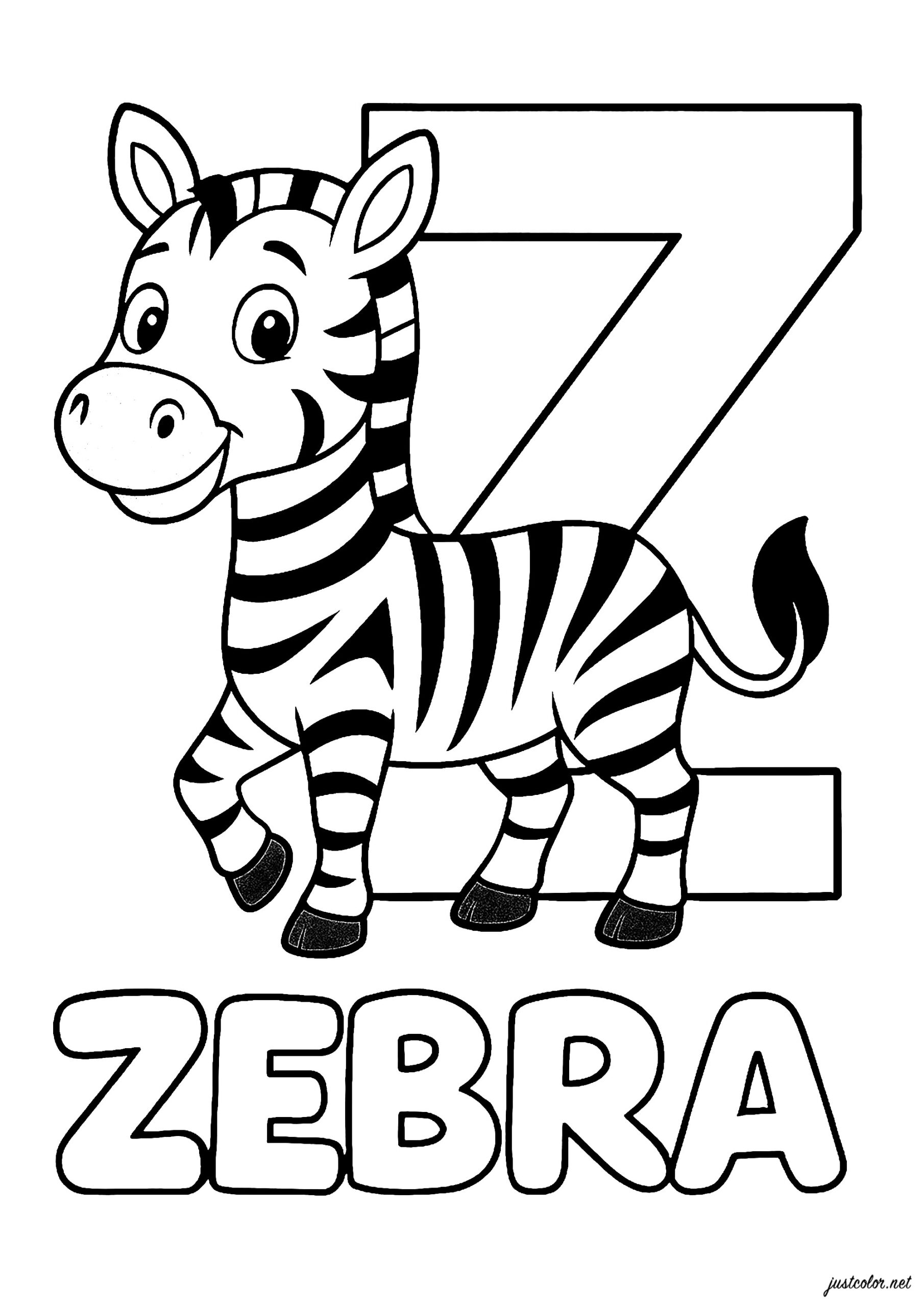 Z For Zebra Alphabet Coloring Pages