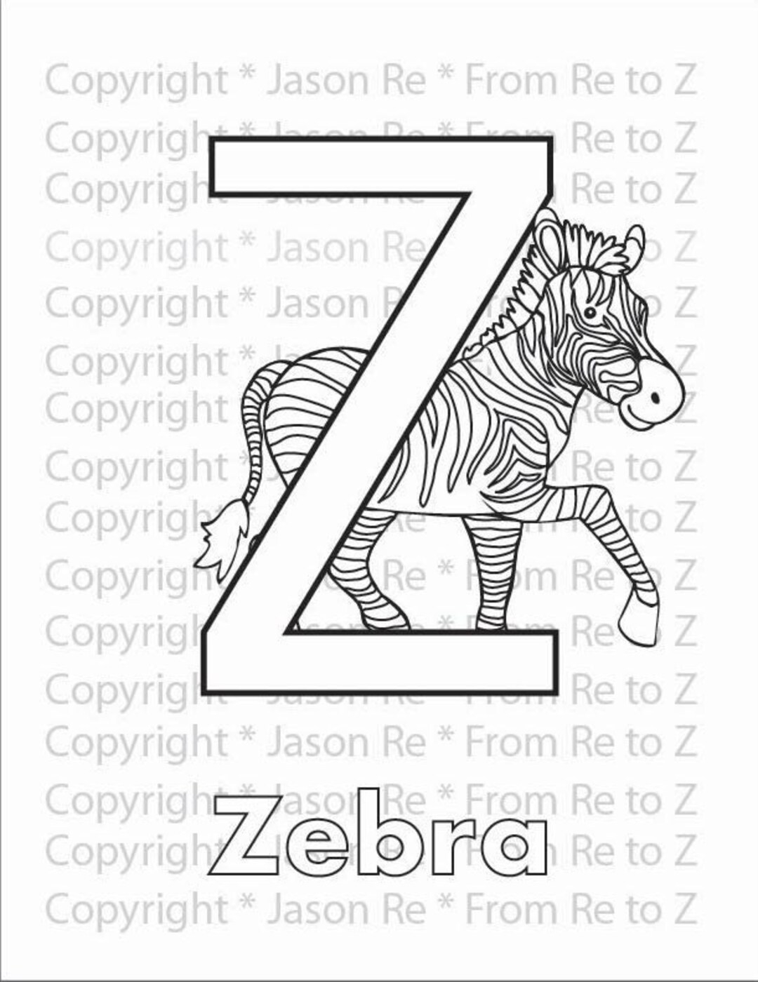 free printable coloring sheets zebra alphabet