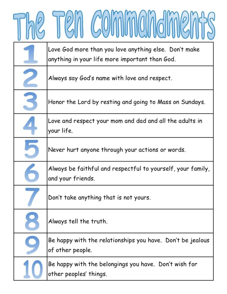 10 Commandments Printable Printable Bingo Cards