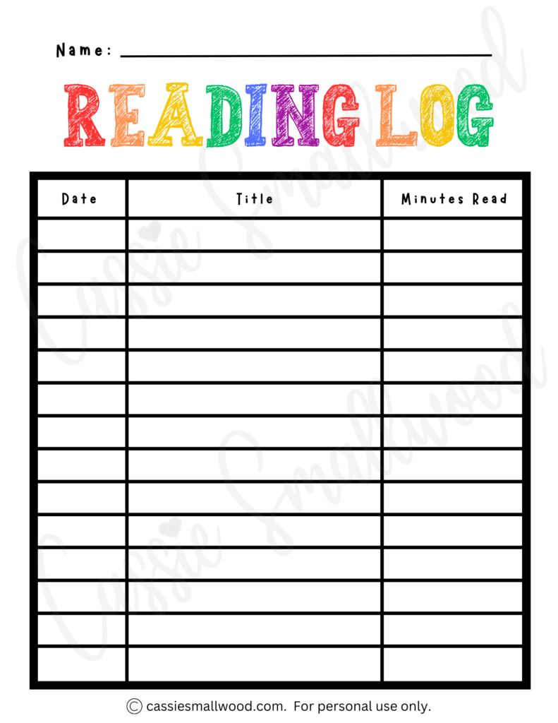 printable reading log printable reading log