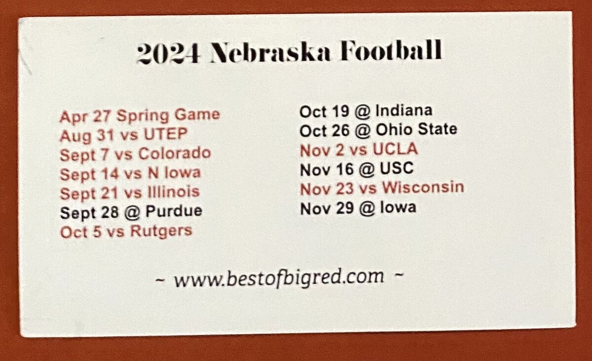 2024 NEBRASKA CORNHUSKERS Schedule College Football Sked CARD EBay 2024 NEBRASKA CORNHUSKERS Schedule College Football Sked CARD EBay