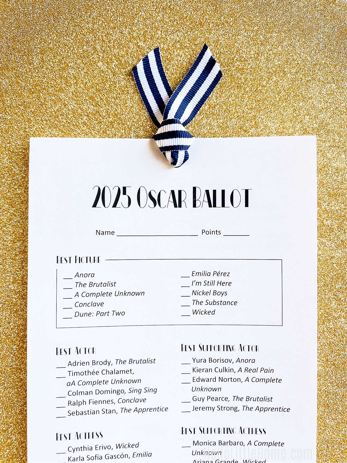 oscar ballot 2025 printable