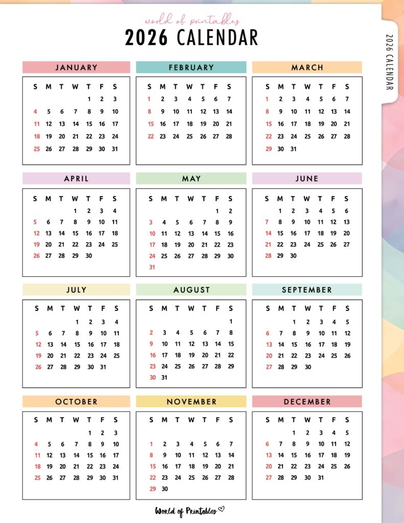 2026 Year Calendars 160 Free Styles To Download World Of Printables 2026 Year Calendars 160 Free Styles To Download World Of Printables