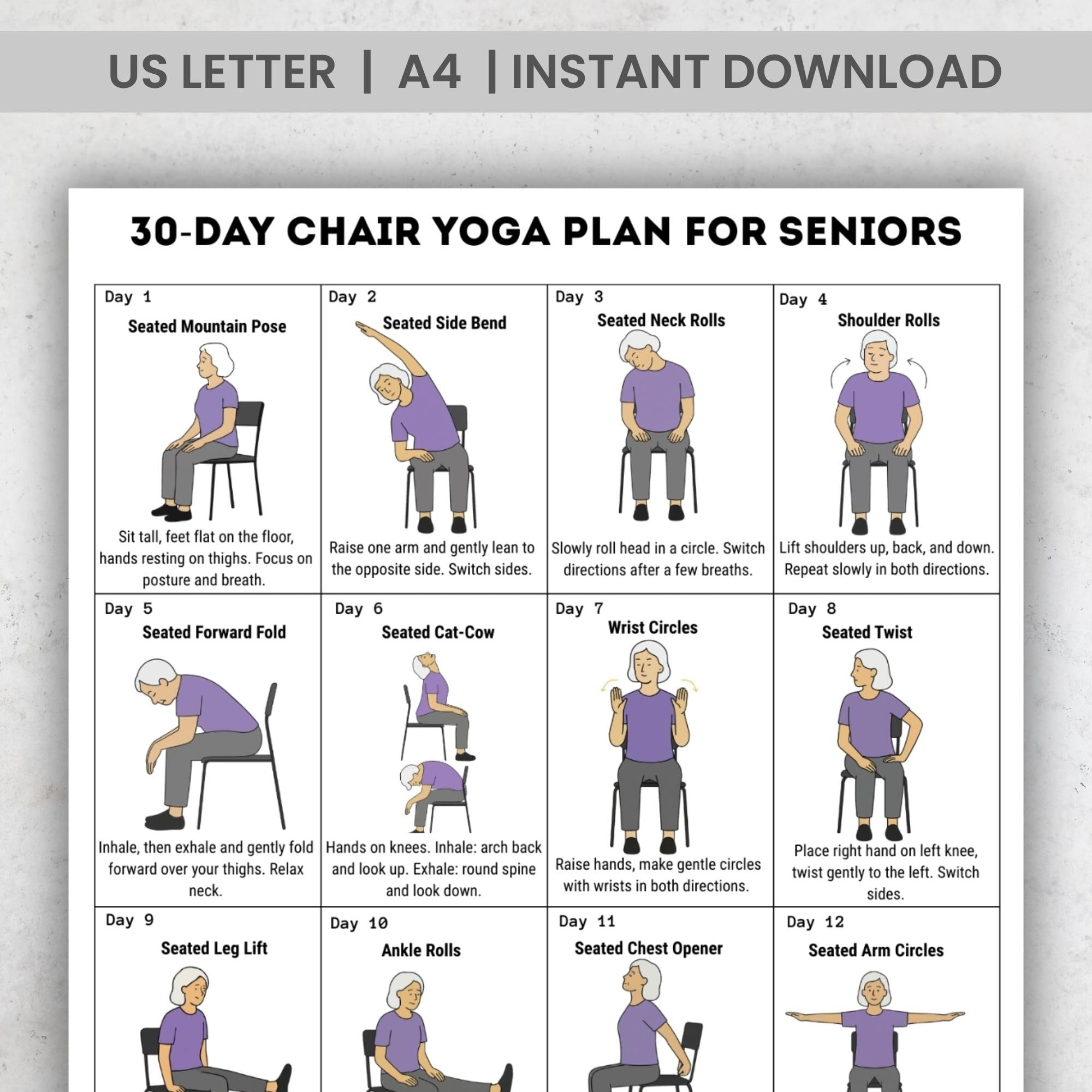 30 Day Chair Yoga For Seniors Challenge Chair Exercise Guide Printable Chair Workout Senior Home Workout Plan Digital Download PDF Etsy 30 Day Chair Yoga For Seniors Challenge Chair Exercise Guide Printable Chair Workout Senior Home Workout Plan Digital Download PDF Etsy