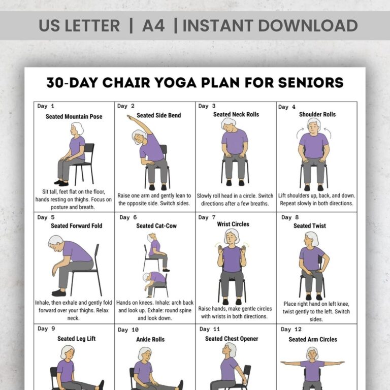 30 Day Chair Yoga For Seniors Challenge Chair Exercise Guide Printable Chair Workout Senior Home Workout Plan Digital Download PDF Etsy