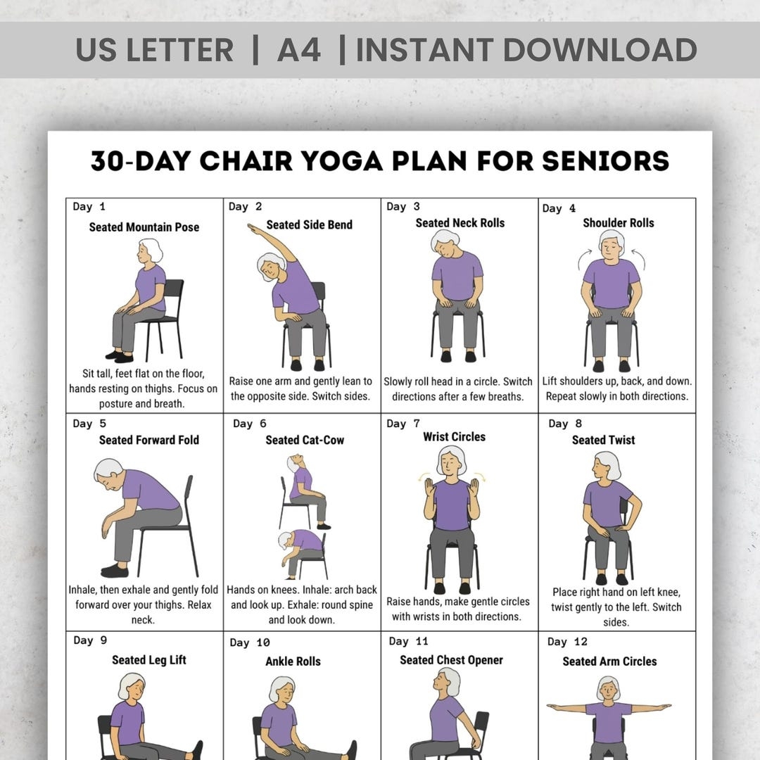 30 Day Chair Yoga For Seniors Challenge Chair Exercise Guide Printable Chair Workout Senior Home Workout Plan Digital Download PDF Etsy 30 Day Chair Yoga For Seniors Challenge Chair Exercise Guide Printable Chair Workout Senior Home Workout Plan Digital Download PDF Etsy
