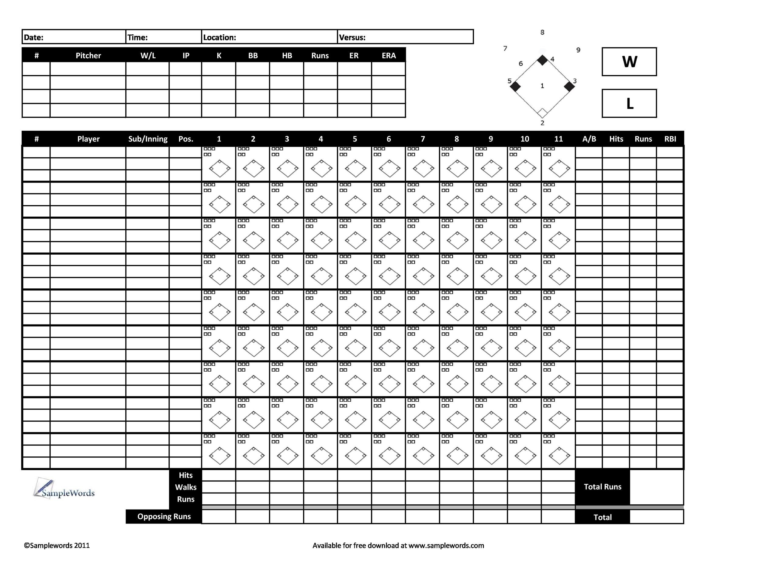 baseball scorebook printable baseball scorebook printable