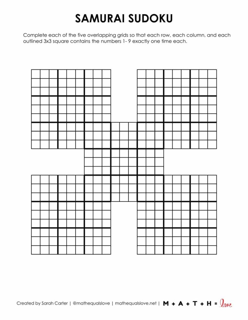 36 FREE Samurai Sudoku Printable Puzzles PDF  36 FREE Samurai Sudoku Printable Puzzles PDF